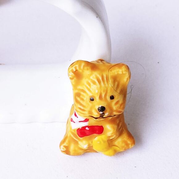 Vtg Teddy Bear Ceramic Napkin Holders Set of 4 Holiday Teddy Table Decor Rings - Picture 3 of 5